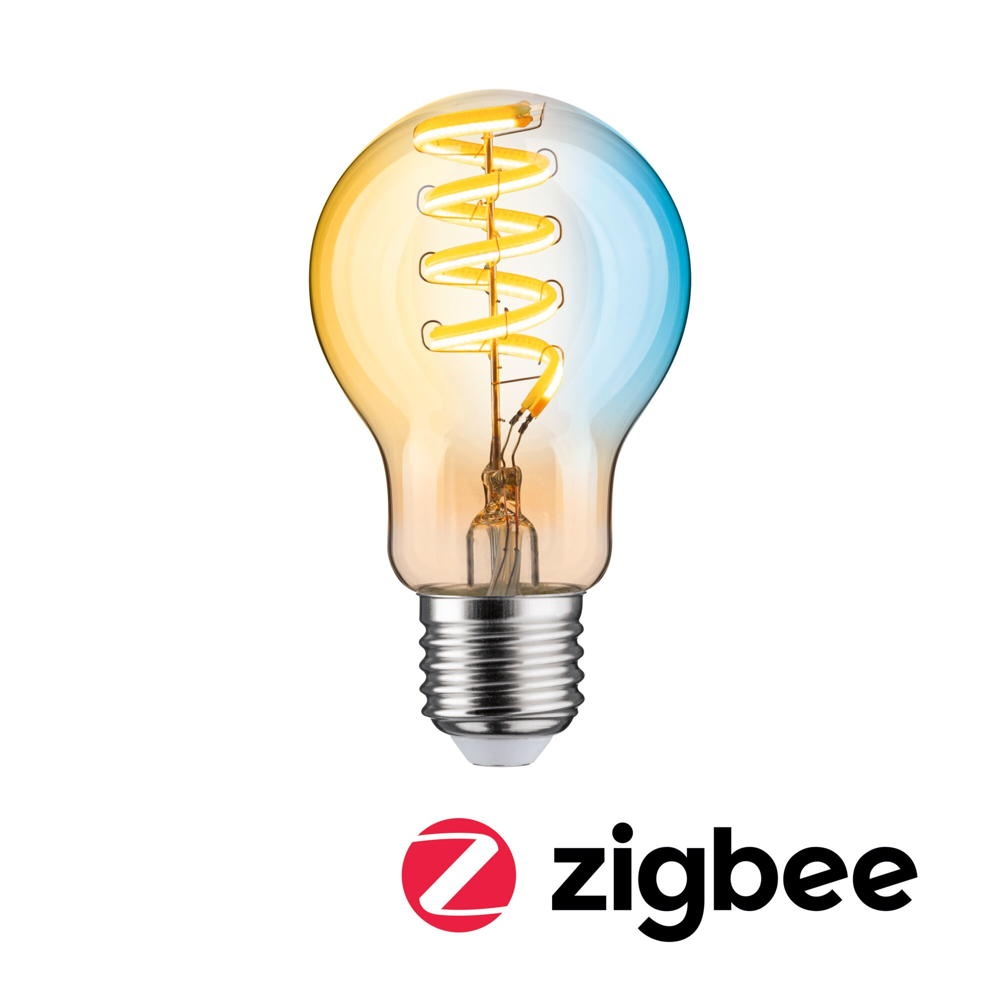 Smarte Zigbee 3.0 LED Lampe in Gold E27 Birne - A60 75W 600lm 2200 bis 5500K dimmbar 1er Set