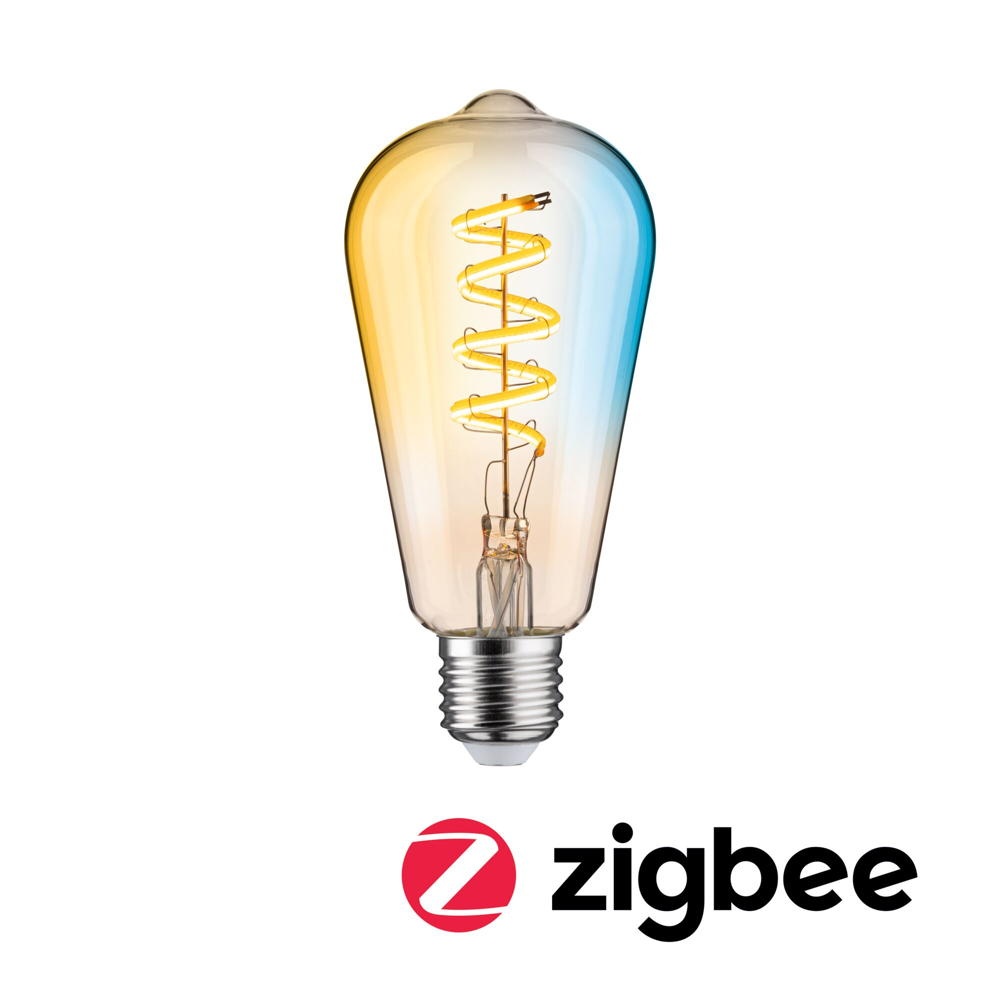 Smarte Zigbee 3.0 LED Lampe in Gold E27 ST64 75W 600lm 2200 bis 5500K dimmbar 1er Set