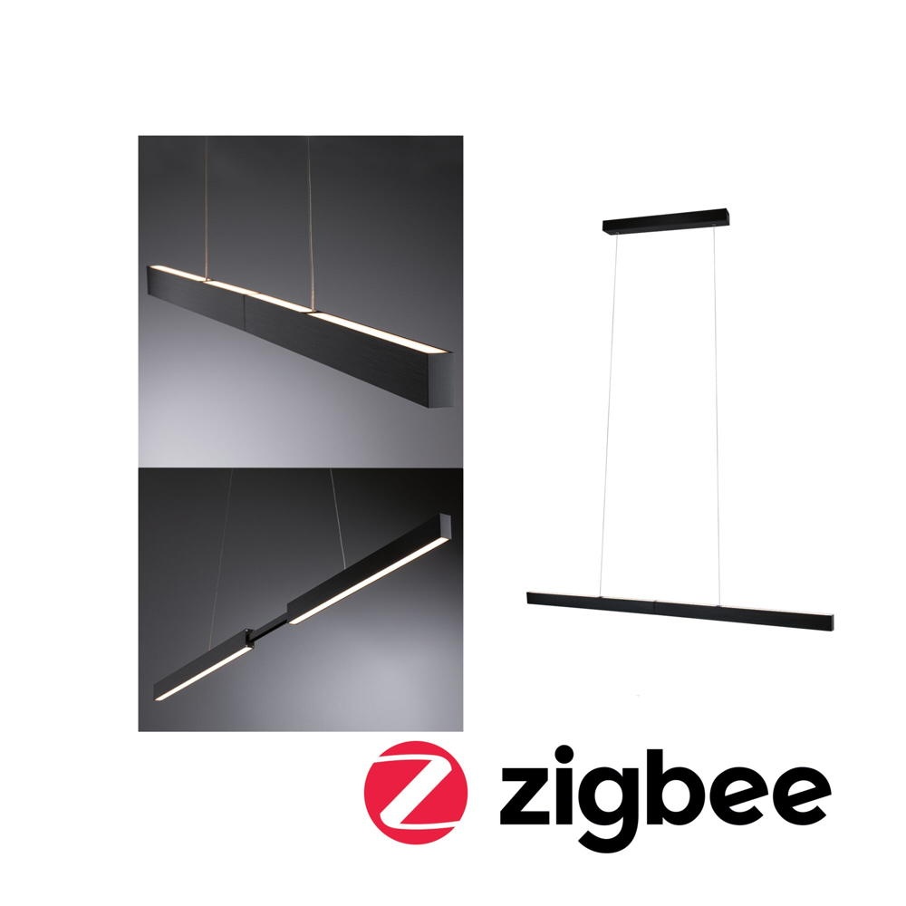 Paulmann Hänge- & Pendellampe & Hängeleuchte Wohnzimmer Esszimmer LED modern Schwarz Metall 2-flammig