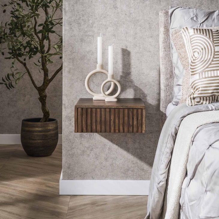 RINGO-Living Nachttisch 2er Set Jovin aus Akazienholz in Natur-dunkel