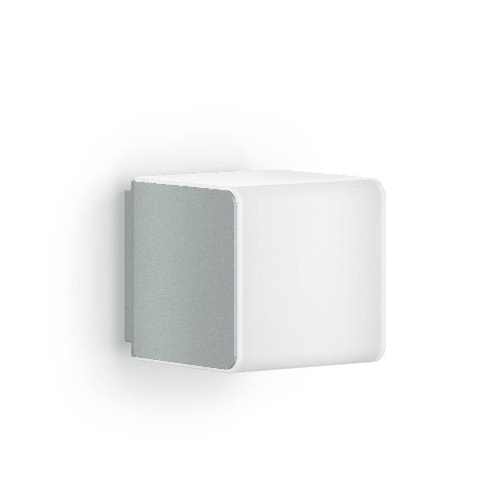Steinel Cubo L830 Aussenwandleuchte, Wandleuchte außen, Aussendeckenleuchte Hauseingang Garten Garage & Carport LED IP44 modern Silber Weiß Kunststoff