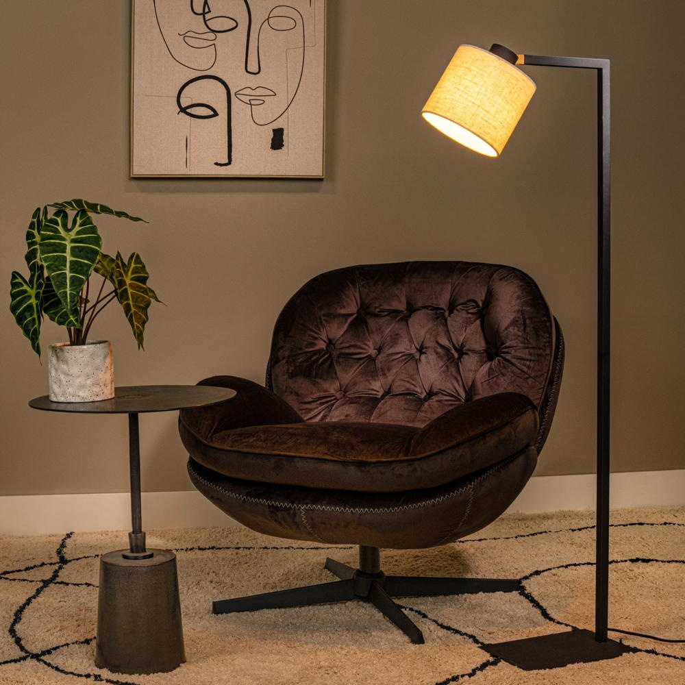 Lucide LESLEY Wohnzimmer Schlafzimmer modern Schwarz Beige Metall E27 1-flammig