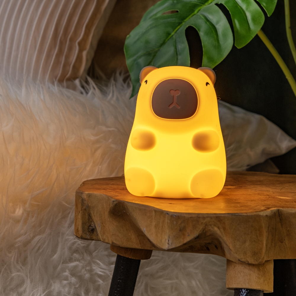 Lucide PINCHA CAPYBARA Akku Tischlampe, Tischleuchte & Nachttischlampe Schlafzimmer LED modern Beige Silikon 1-flammig