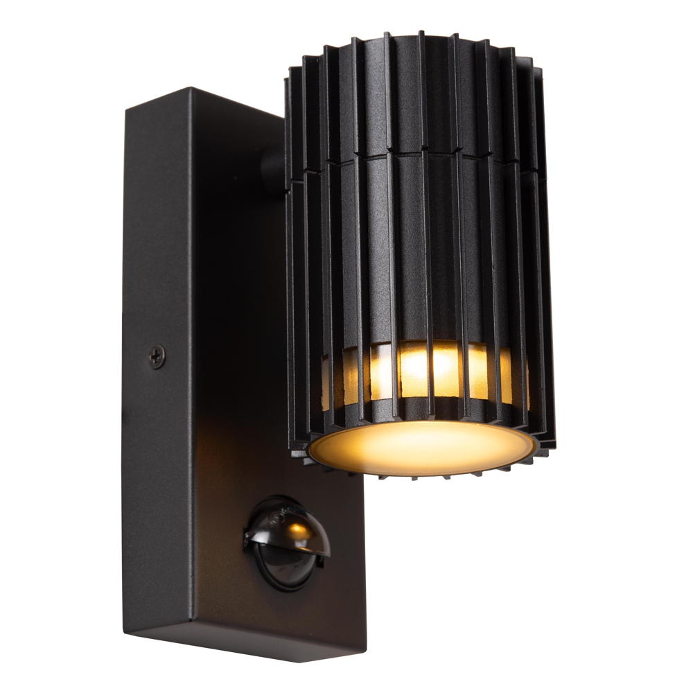 Lucide TIMBALA Aussenwandleuchte, Wandleuchte außen, Aussendeckenleuchte Hauseingang Terrasse IP44 modern Schwarz Aluminium Kunststoff GU10 1-flammig