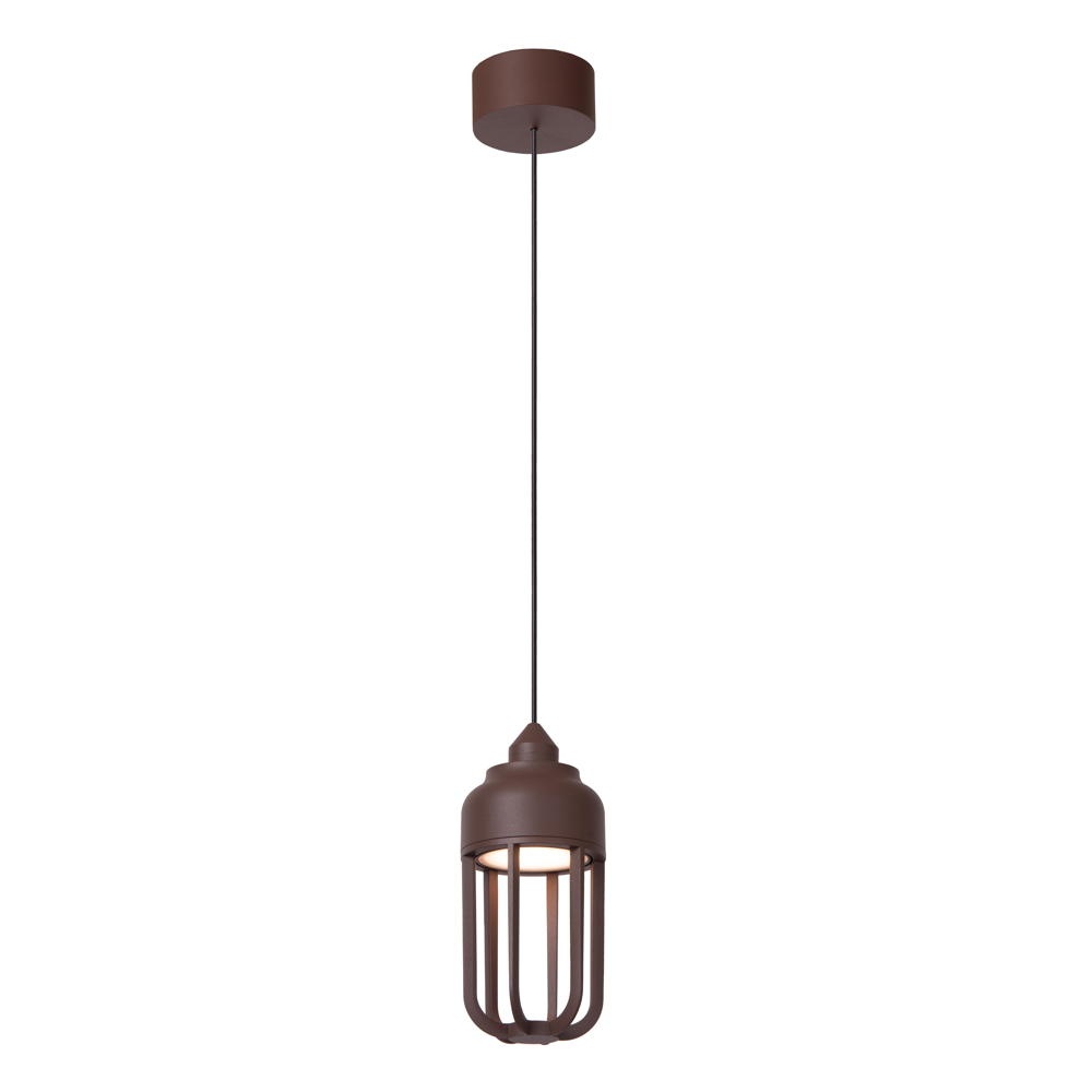 Lucide WELLS Aussenwandleuchte, Wandleuchte außen, Aussendeckenleuchte Terrasse Balkon LED IP54 modern Rostfarbig Aluminium 1-flammig