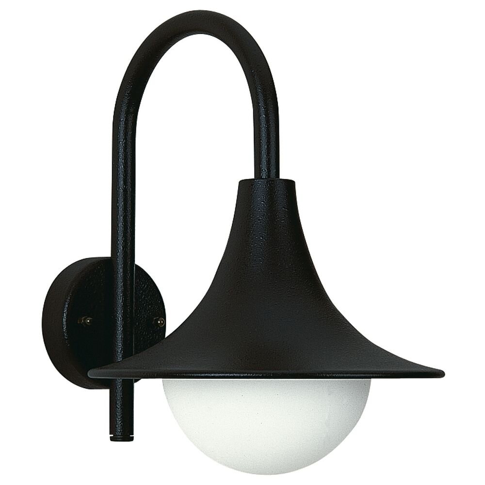 Wandleuchte A-92317, schwarz, Aluguss, Opalglas, E27, IP44, hängend, 270mm