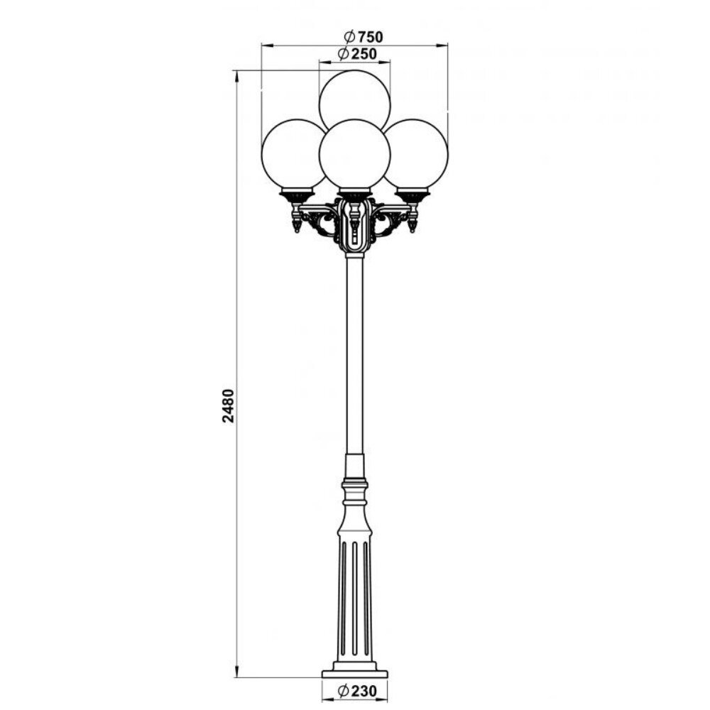 Kandelaber A-92564, 4-flammig, weiß-gold, Aluguss, Opalglas, E27, IP44, 250mm