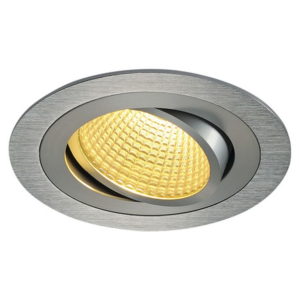Einflammiger Einbaustrahler New Tria, GU10, Clipfedern, Hochvolt, rund, alu gebürstet, Ø 78 mm